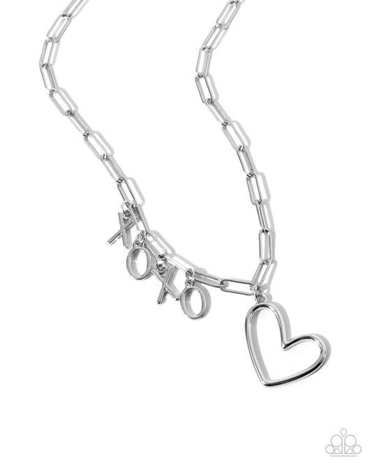 Courting Chains - Silver "xoxo" Heart Necklace - Paparazzi Accessories