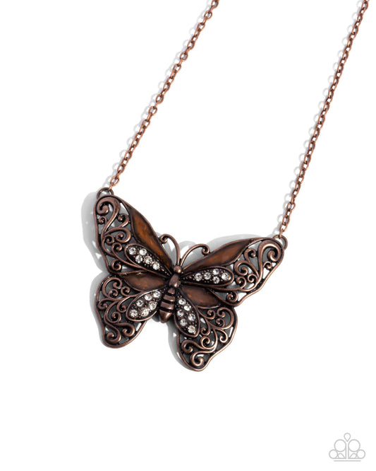 Flawless Flight - Copper Butterfly Necklace - Paparazzi Accessories