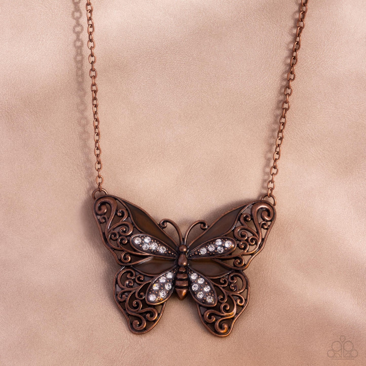 Flawless Flight - Copper Butterfly Necklace - Paparazzi Accessories