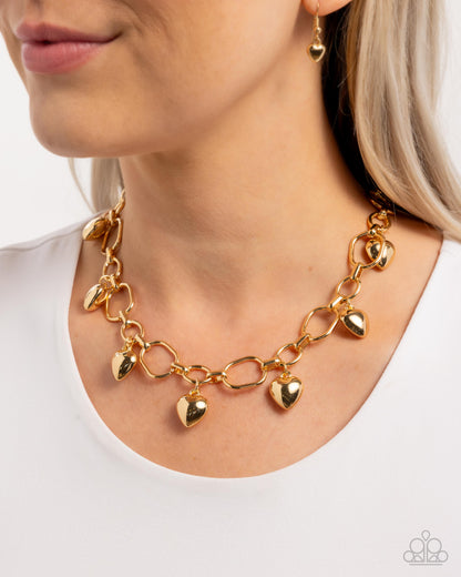Hey Lover - Gold Heart Necklace - Paparazzi Accessories