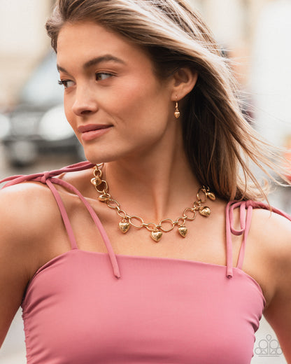 Hey Lover - Gold Heart Necklace - Paparazzi Accessories