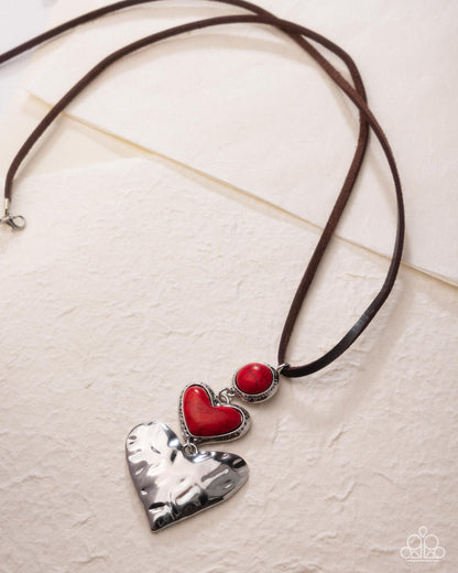 Romantic Refuel - Red Crackle Stone Necklace - Paparazzi Accessories