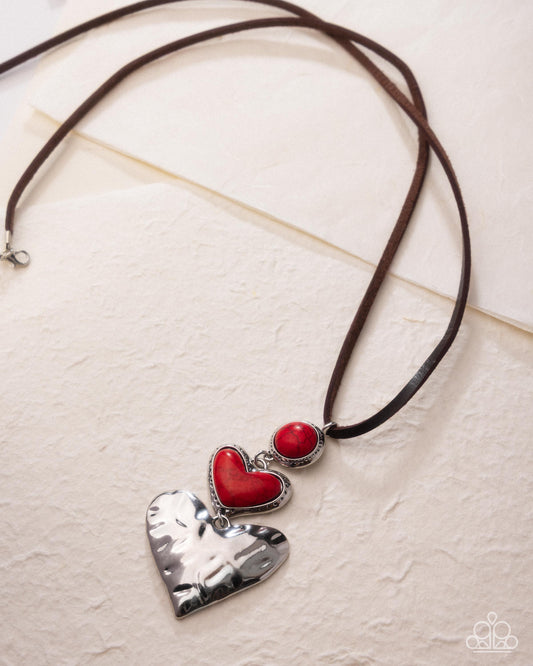 Romantic Refuel - Red Crackle Stone Necklace - Paparazzi Accessories
