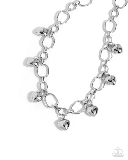 Hey Lover - Silver Hearts Necklace - Paparazzi Accessories