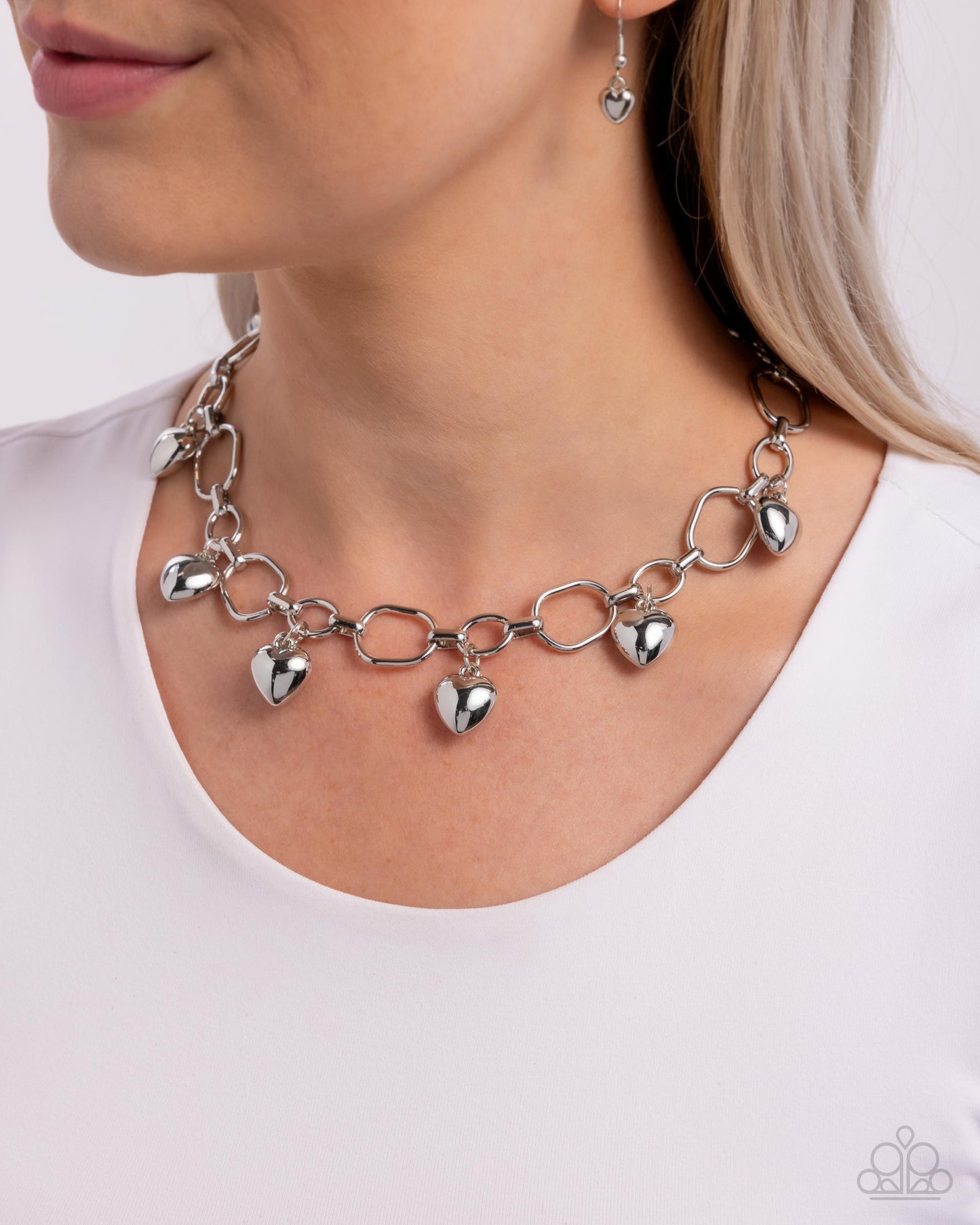 Hey Lover - Silver Hearts Necklace - Paparazzi Accessories