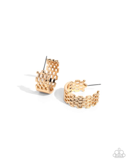 Interlocked Immunity - Gold Hoop Earrings - Paparazzi Accessories