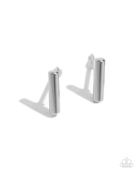 Simply Stainless - Silver Stainless Steel Bar Post Earrings - Paparazzi Accessories