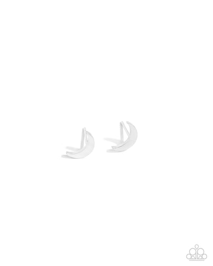 Stainless Space - Silver Crescent Moon Stainless Steel Post Earrings - Paparazzi Accessories