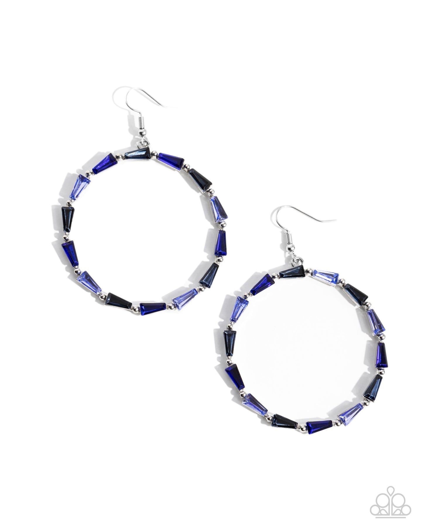 Bounce Around - Blue Rhinestone Circle Silver Fishhook Earrings - Paparazzi Accessories