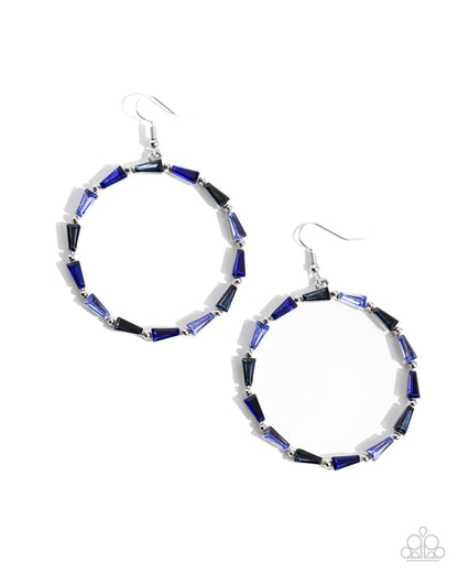Bounce Around - Blue Rhinestone Circle Silver Fishhook Earrings - Paparazzi Accessories