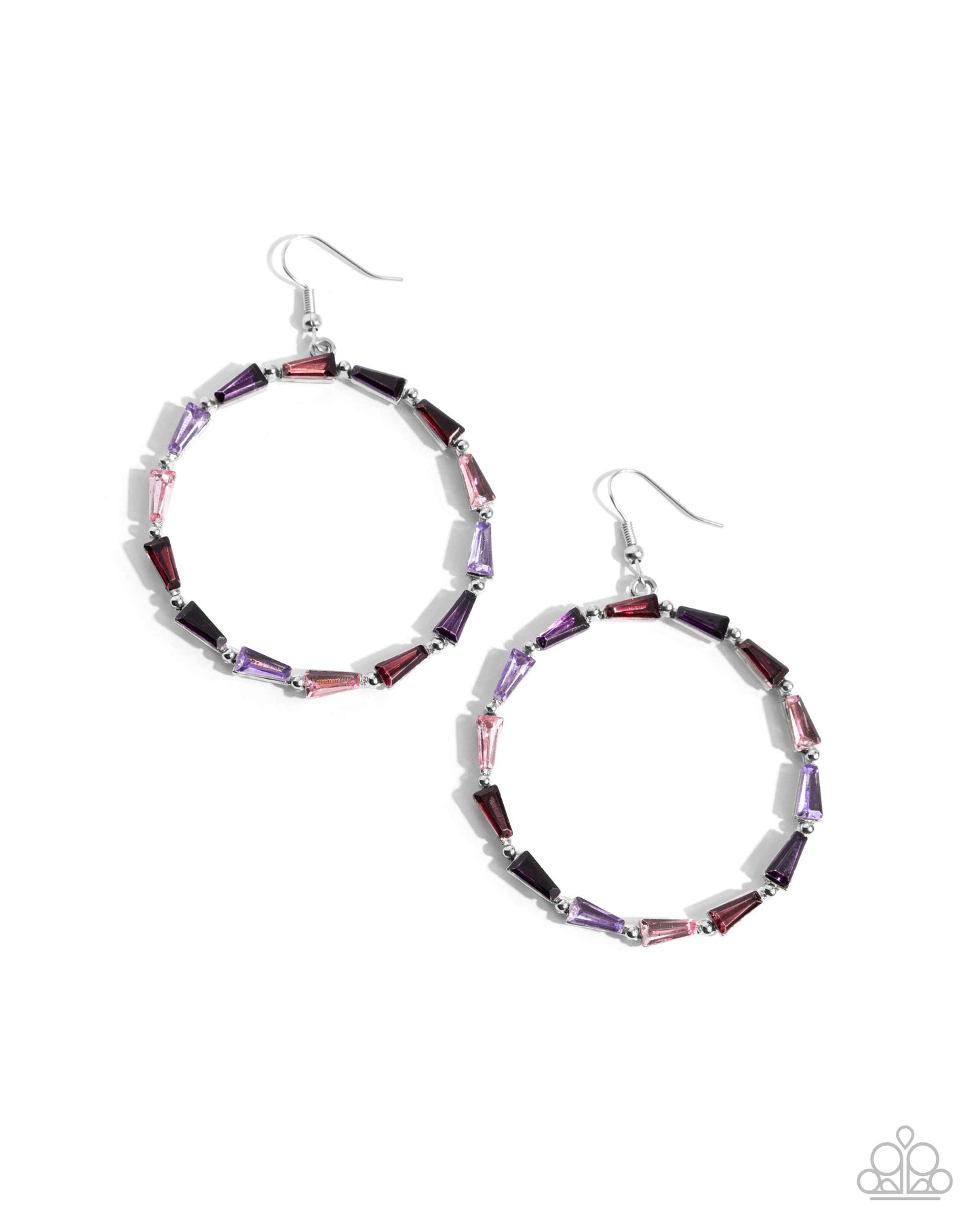 Bounce Around - Purple Rhinestone Circle Silver Fishhook Earrings - Paparazzi Accessories
