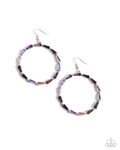 Bounce Around - Purple Rhinestone Circle Silver Fishhook Earrings - Paparazzi Accessories