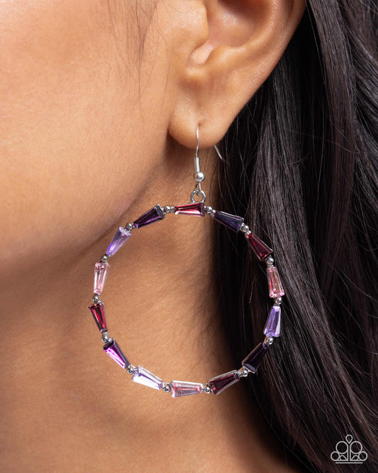 Bounce Around - Purple Rhinestone Circle Silver Fishhook Earrings - Paparazzi Accessories