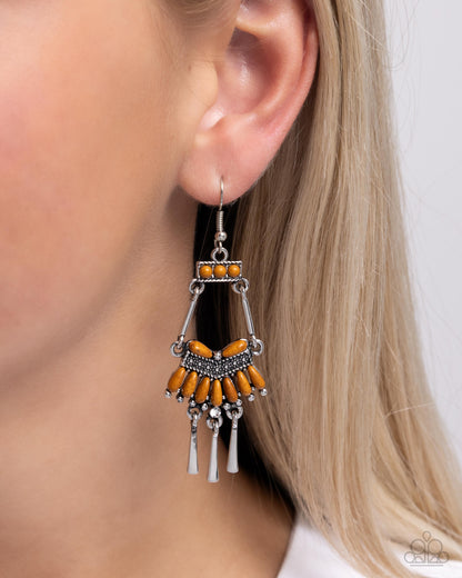 Trading Tradition - Brown Stone Silver Fishhook Earrings - Paparazzi Accessories