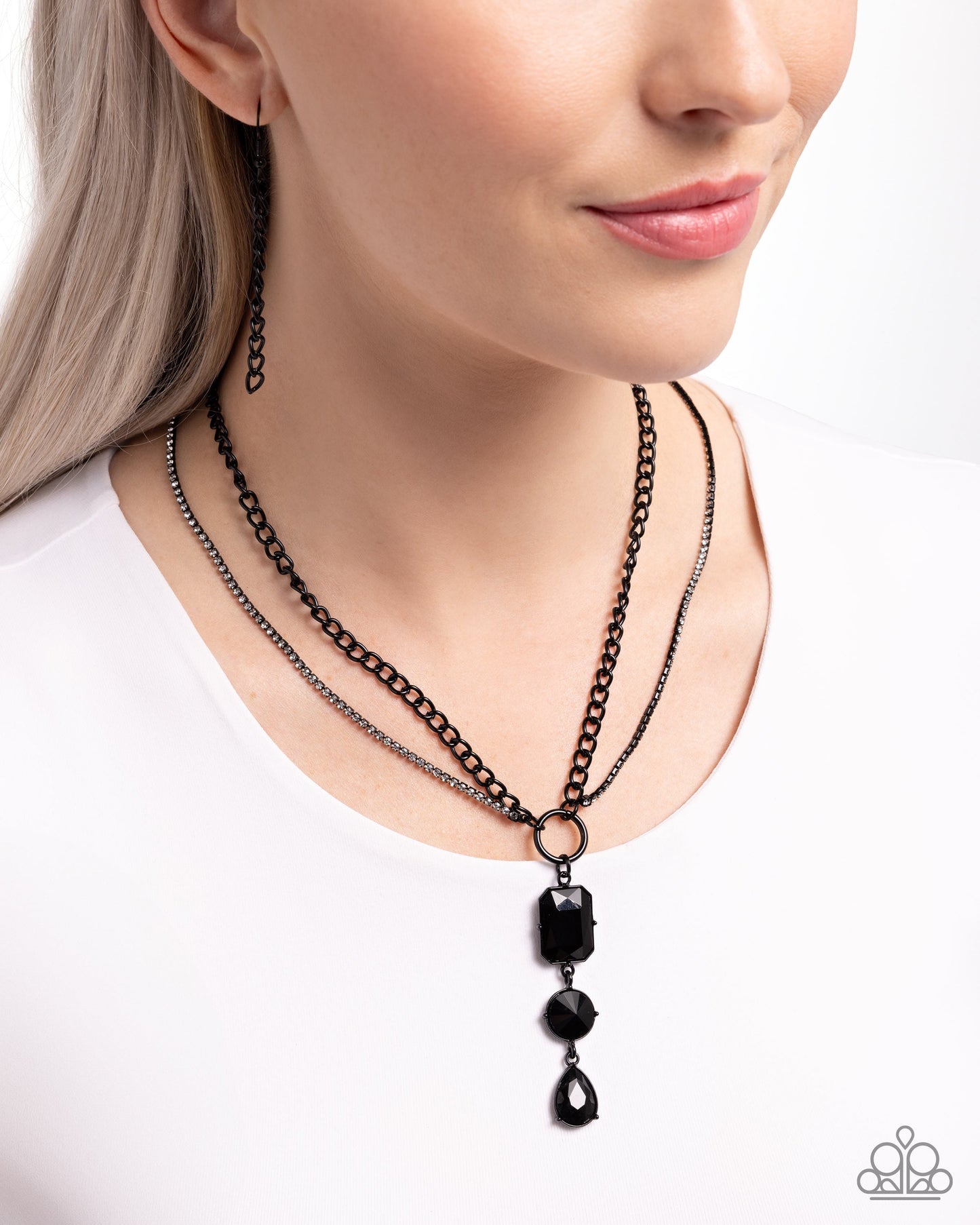 I Like Me Better - Black Dipped Metal Layered Necklace - Paparazzi Accessories