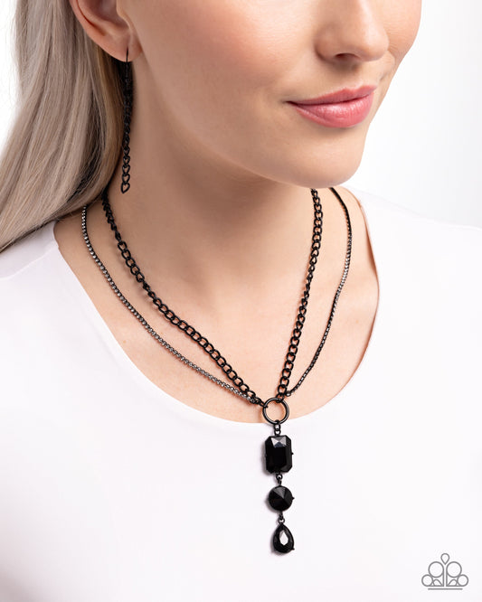 I Like Me Better - Black Dipped Metal Layered Necklace - Paparazzi Accessories
