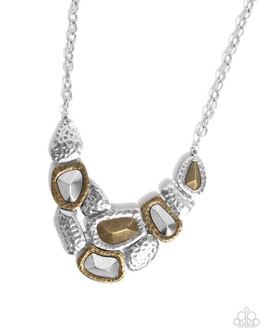 Mixed Motive - Silver and Brass Necklace - Paparazzi Accessories