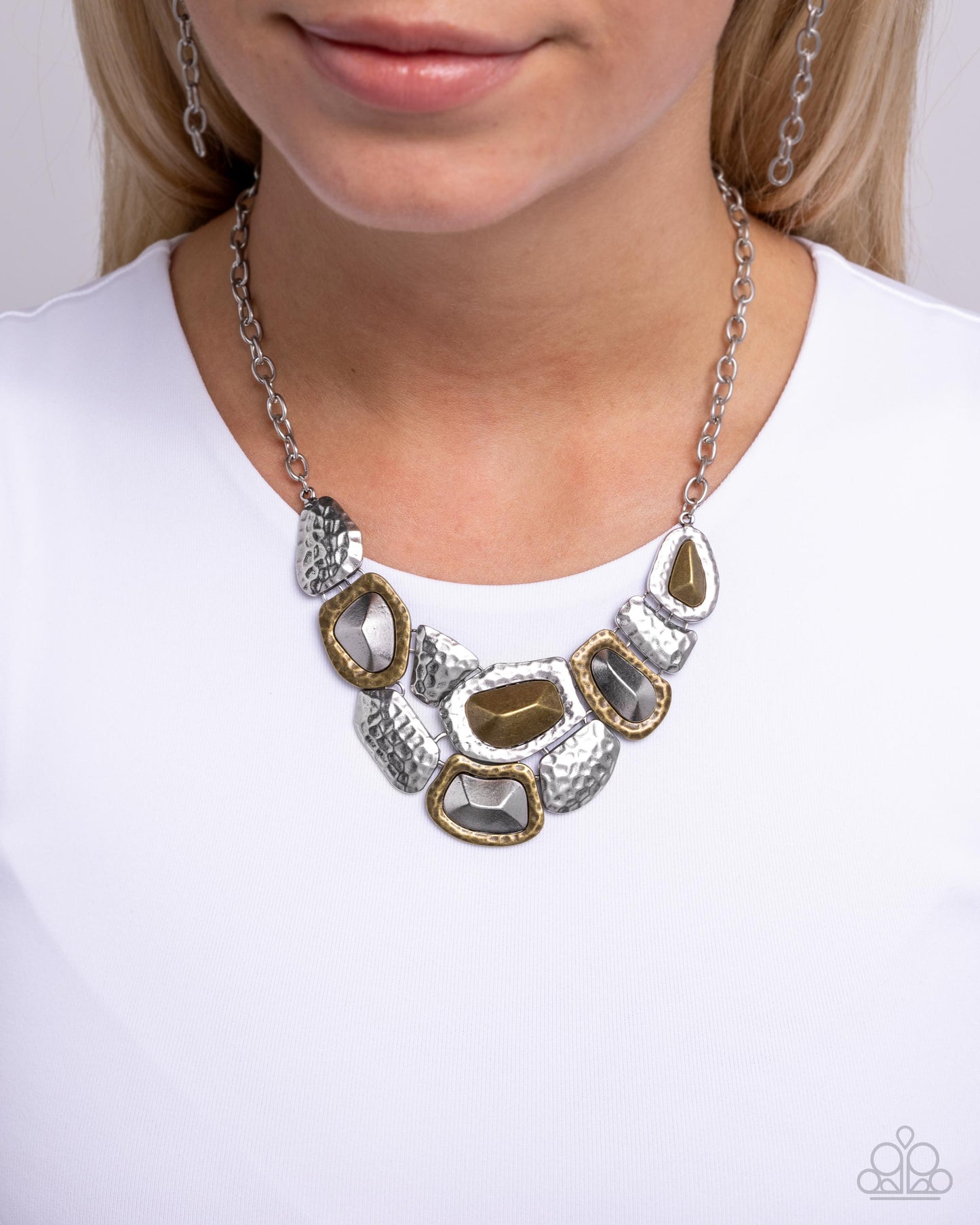 Mixed Motive - Silver and Brass Necklace - Paparazzi Accessories