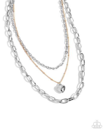 Passionate Place - Silver & Gold Necklace - Paparazzi Accessories