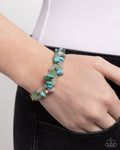 Stony Salvage - Multi Stone Pull Cord Bracelet - Paparazzi Accessories