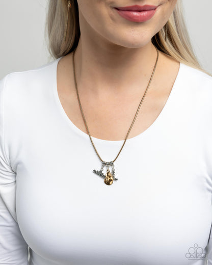 Boy Meets COWGIRL - Multi - Silver & Gold Mixed Metal Western Charms Necklace - Paparazzi Accessories
