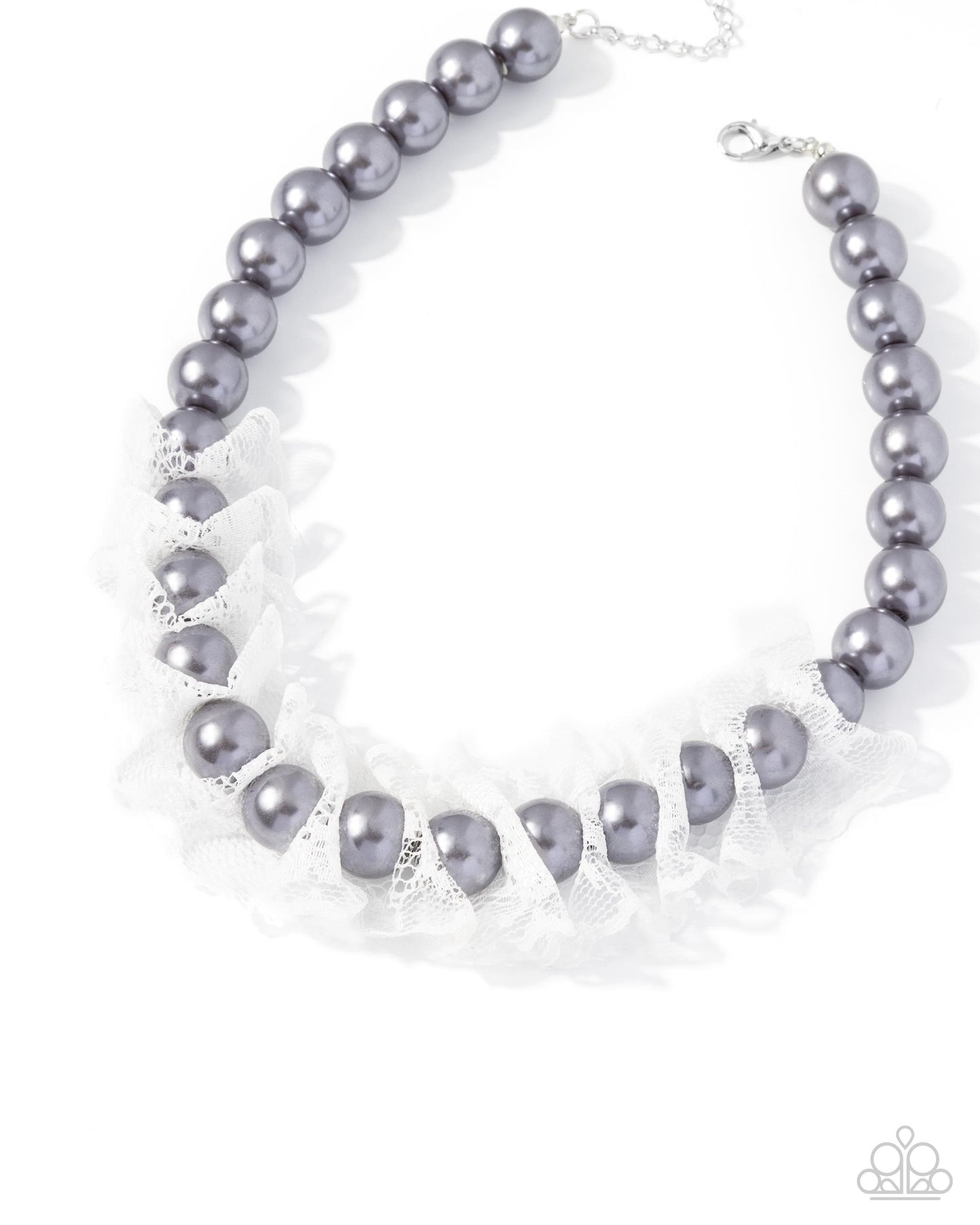 Distinguished Desire - Silver Pearl White Lace Necklace - Paparazzi Accessories