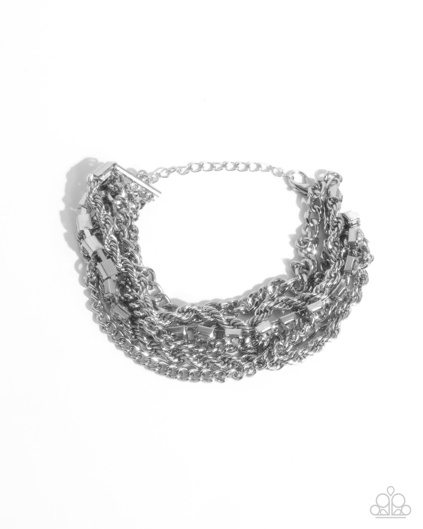 Executive Extravagance - White Rhinestone Silver Clasp Bracelet - Paparazzi Accessories