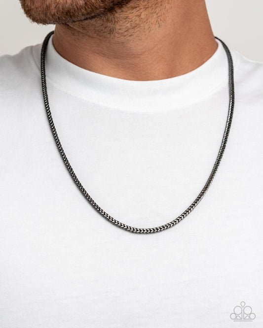 Breaking Away - Black Gunmetal Urban Chain Necklace - Paparazzi Accessories