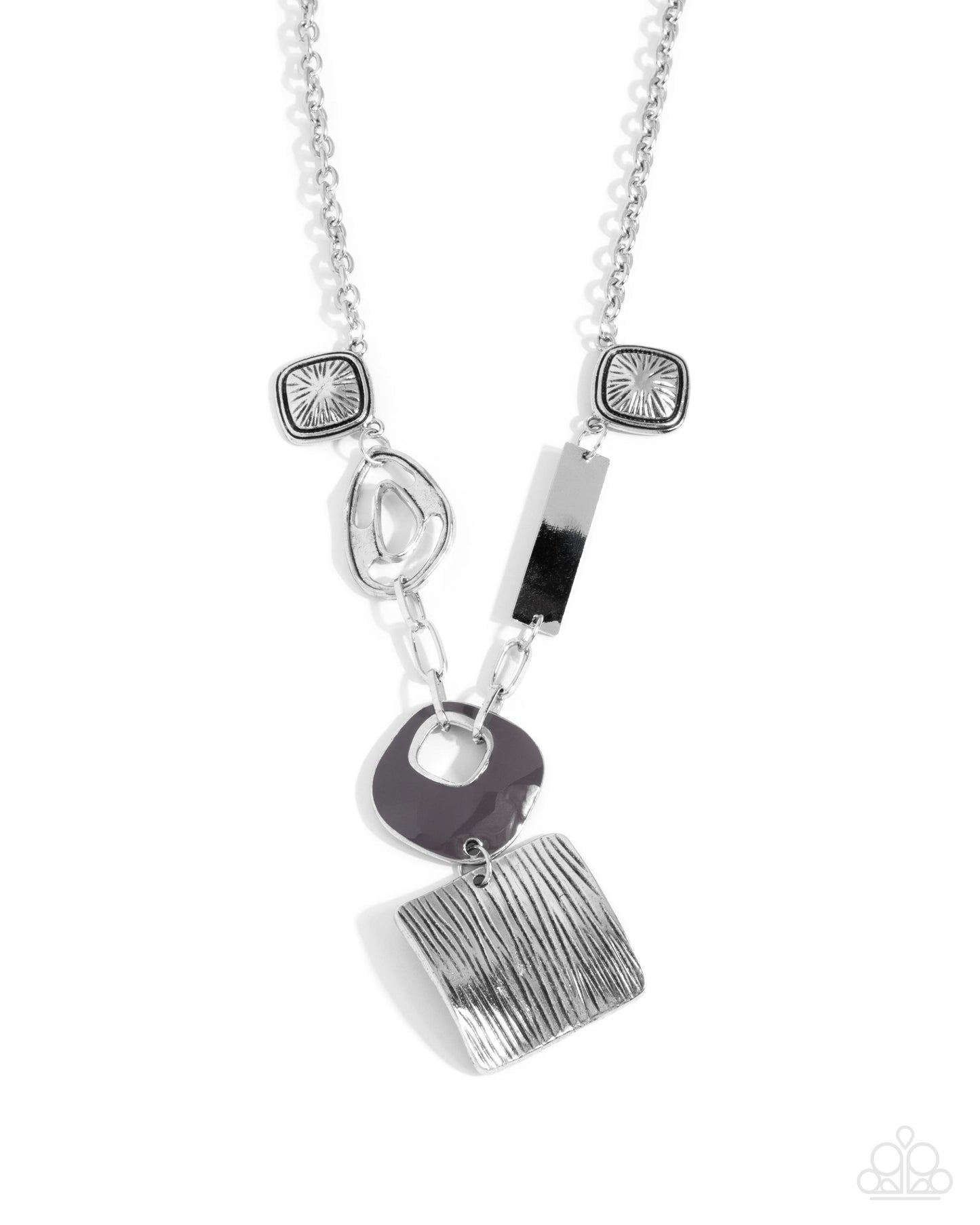 Natural Philosophy - Silver Square Pendant Necklace - Paparazzi Accessories
