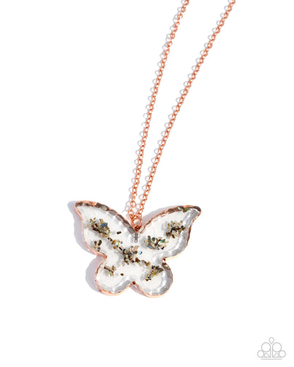 Skyward Shells - Copper Butterfly Necklace - Paparazzi Accessories