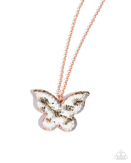 Skyward Shells - Copper Butterfly Necklace - Paparazzi Accessories