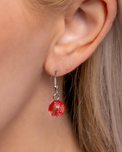 Lace Maker - Red Acrylic Lace Beads Black Ribbon Necklace - Paparazzi Accessories