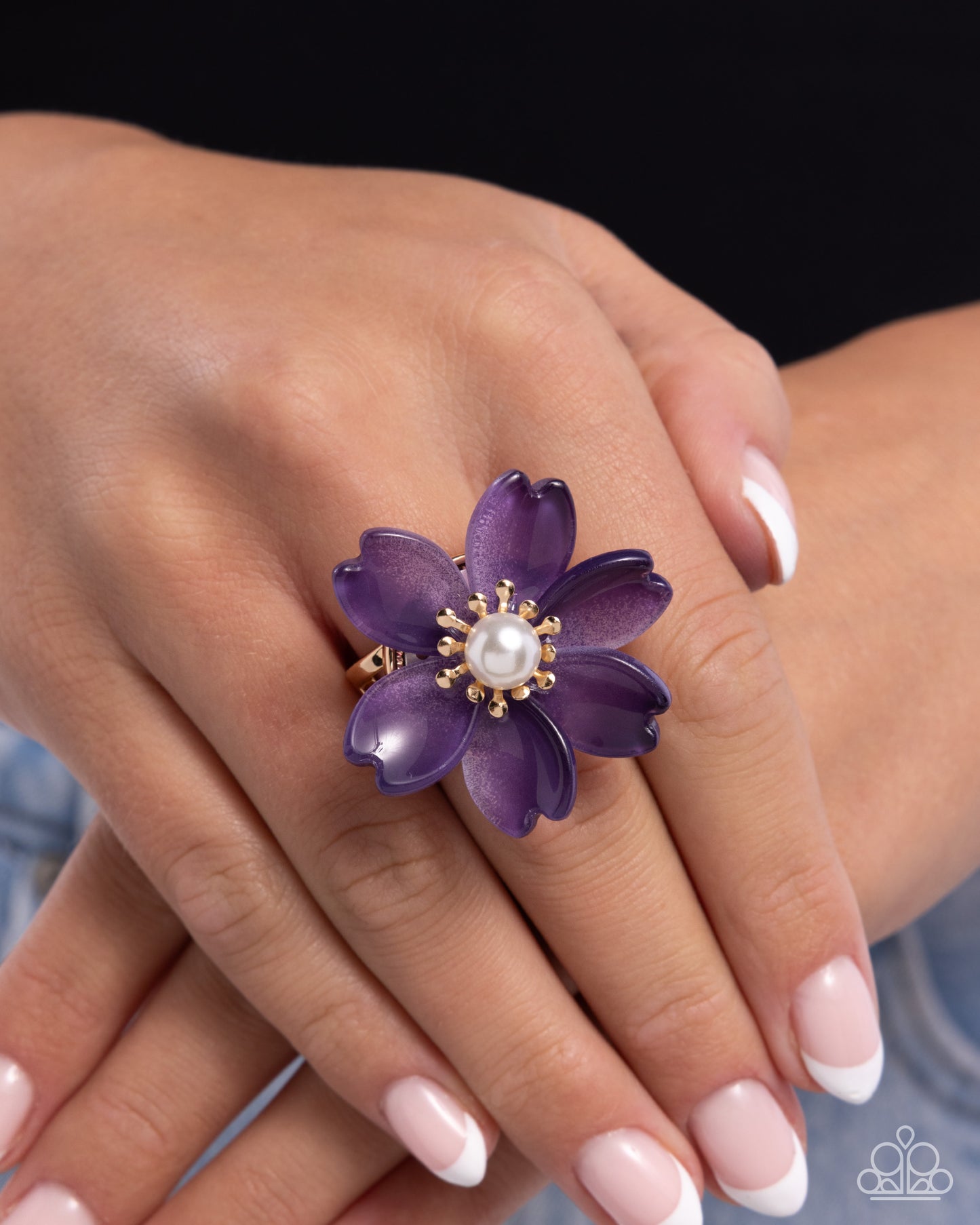 Floral Force - Purple Flower Gold Ring - Paparazzi Accessories