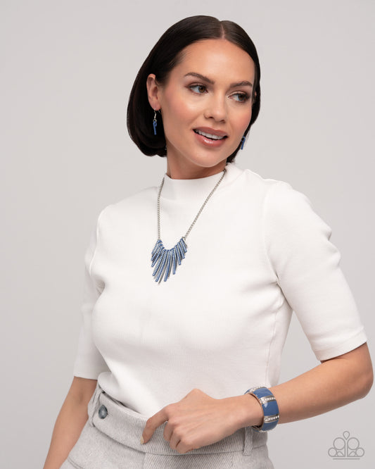 Blue Enamel Necklace & Bracelet Complete Look