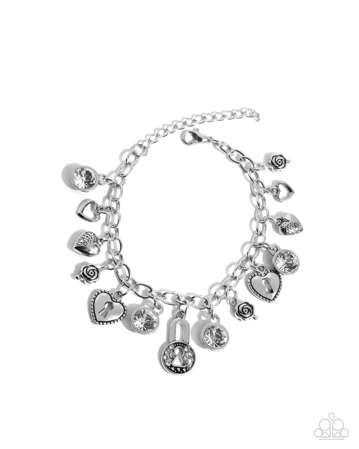 Complete Look - White "LOCK of Love" Necklace & "Luxurious Locks" Bracelet - Paparazzi Accessories