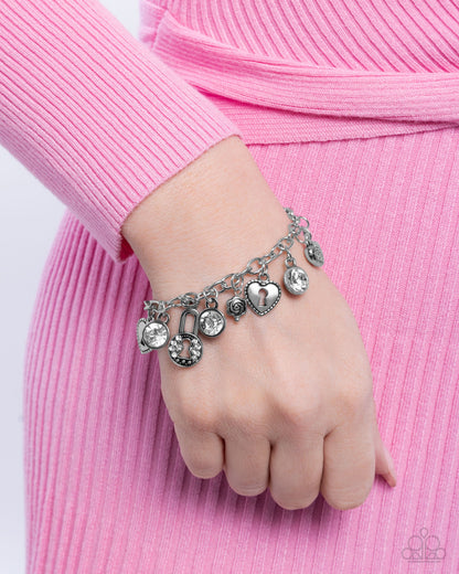 Complete Look - White "LOCK of Love" Necklace & "Luxurious Locks" Bracelet - Paparazzi Accessories