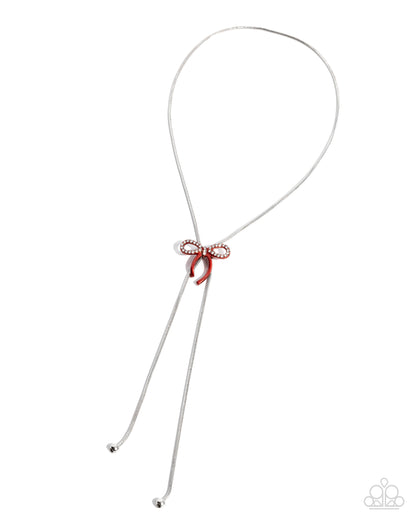 Complete Look - Red Dipped Metal Bow Necklace & Bracelet - Paparazzi Accessories