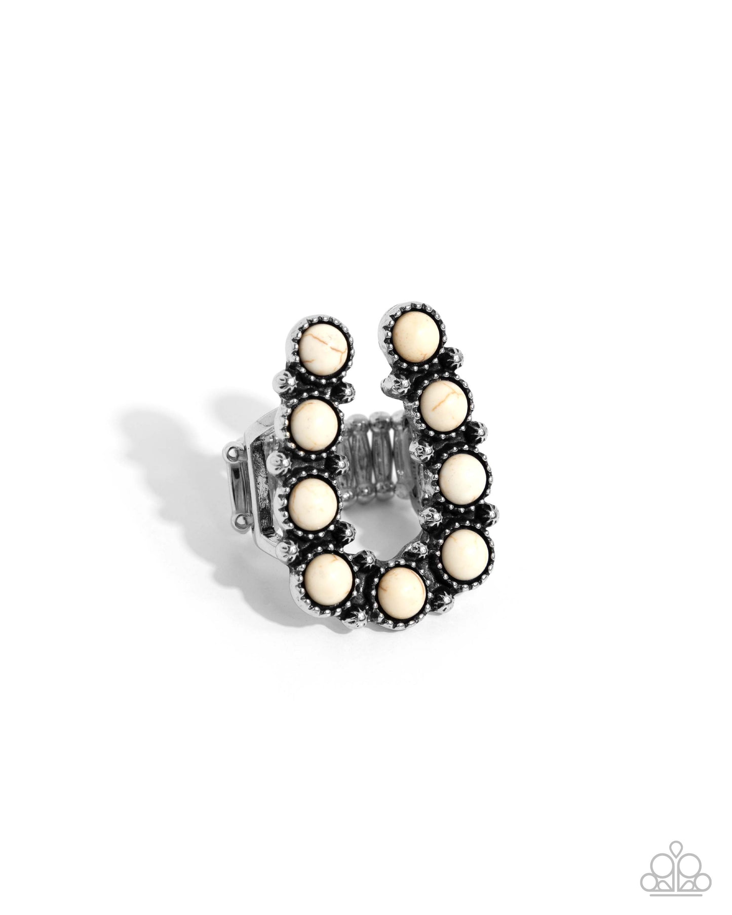 Antiqued Silver and White Crackle Stone Complete Look - Paparazzi Accessories