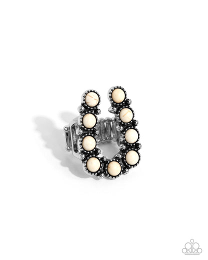 Antiqued Silver and White Crackle Stone Complete Look - Paparazzi Accessories