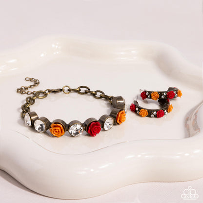 Complete Look - Acrylic Roses Brass Bracelet - Earrings - Paparazzi Accessories