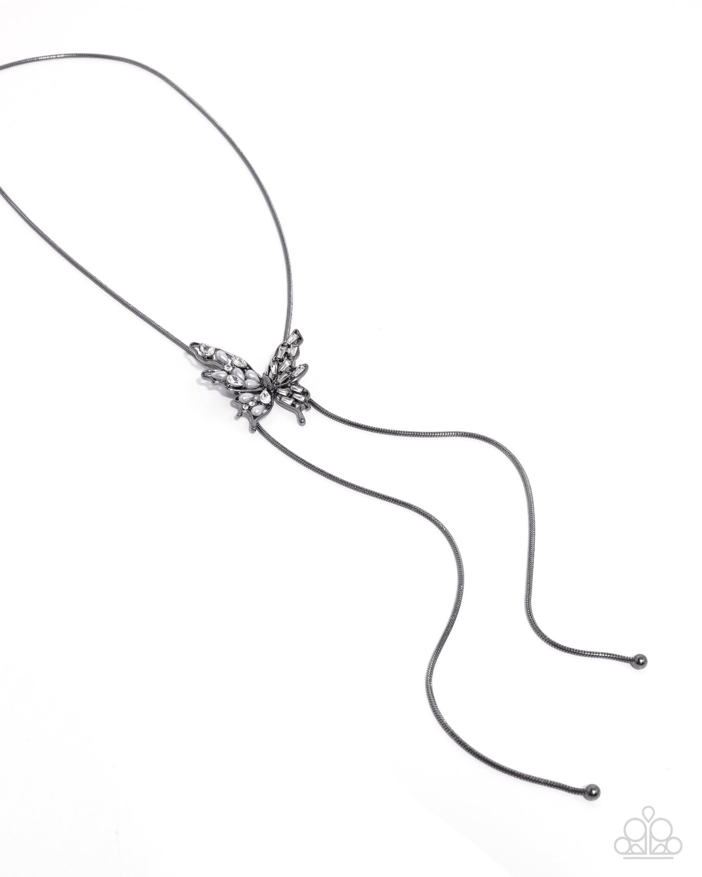 Gunmetal Butterfly Bolo Necklace & Ring - Complete Look - Paparazzi Accessories