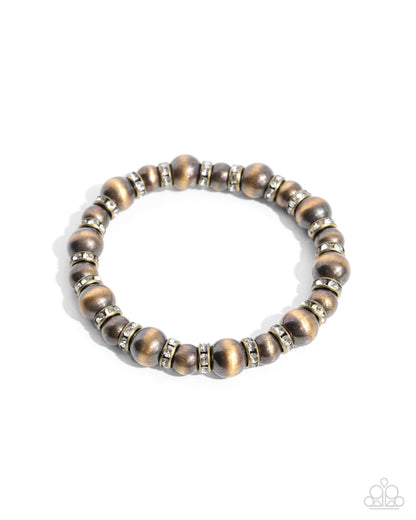Complete Look - Brass - "Harmonious Hearth" Navajo Pearl Necklace & "Harmonious Hallmark" Bracelet - Paparazzi Accessories