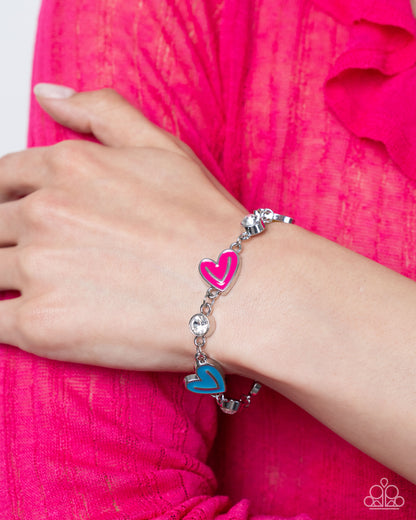 Complete Look - "Friendly Fringe" Multicolored Heart Necklace & "Friendly Finale" Clasp Bracelet - Paparazzi Accessories