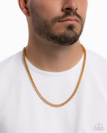 Gold Men's Complete Look - Chain Necklace & Clasp Bracelet - Paparazzi Accessories