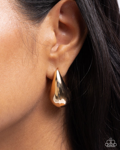 Raindrop Reveal - Gold Post Earrings - Paparazzi Accessories