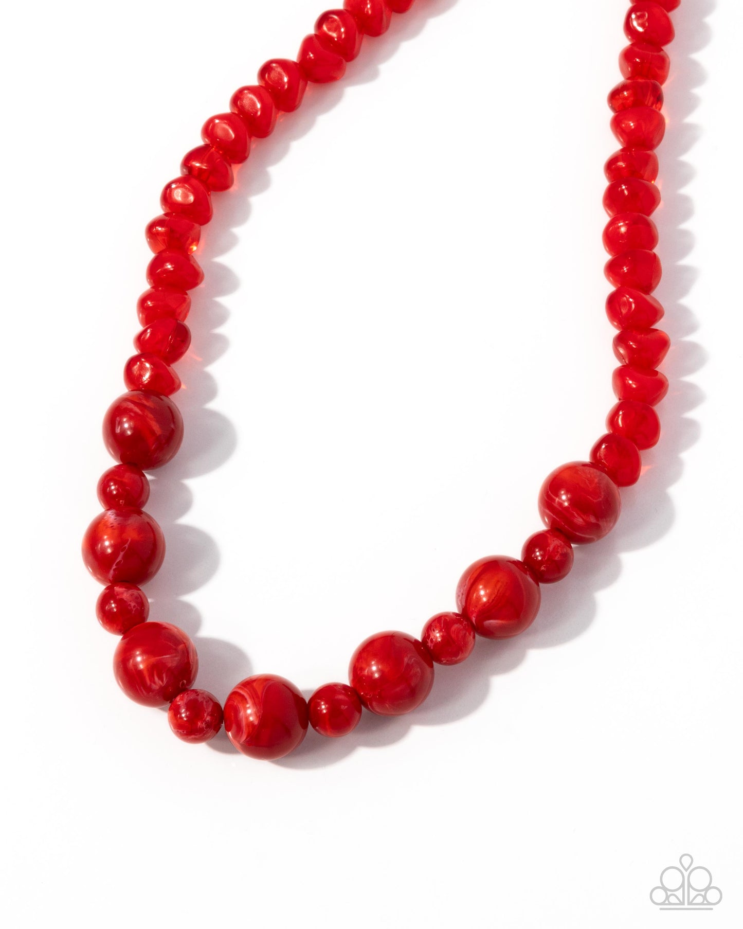 Not a Phase - Red Marbled Bead Necklace - Paparazzi Accessories