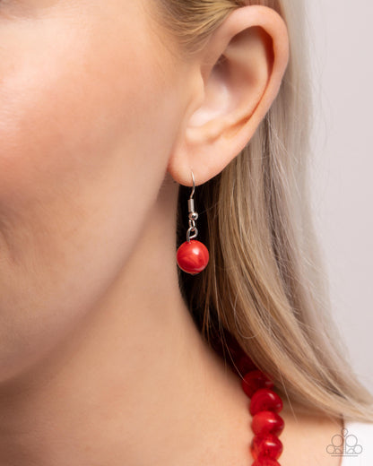 Not a Phase - Red Marbled Bead Necklace - Paparazzi Accessories