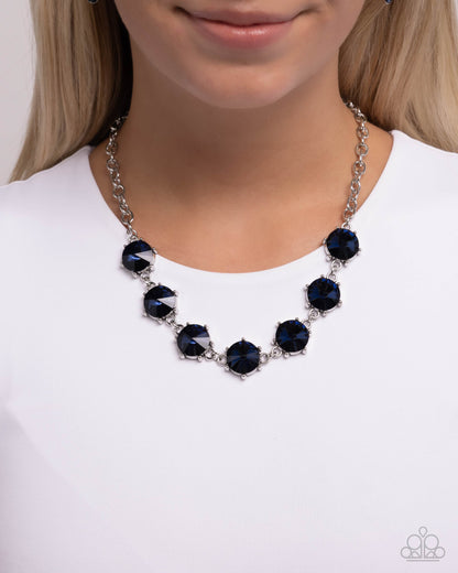 Drowning in Dazzle - Blue Rhinestone Silver Necklace - Paparazzi Accessories