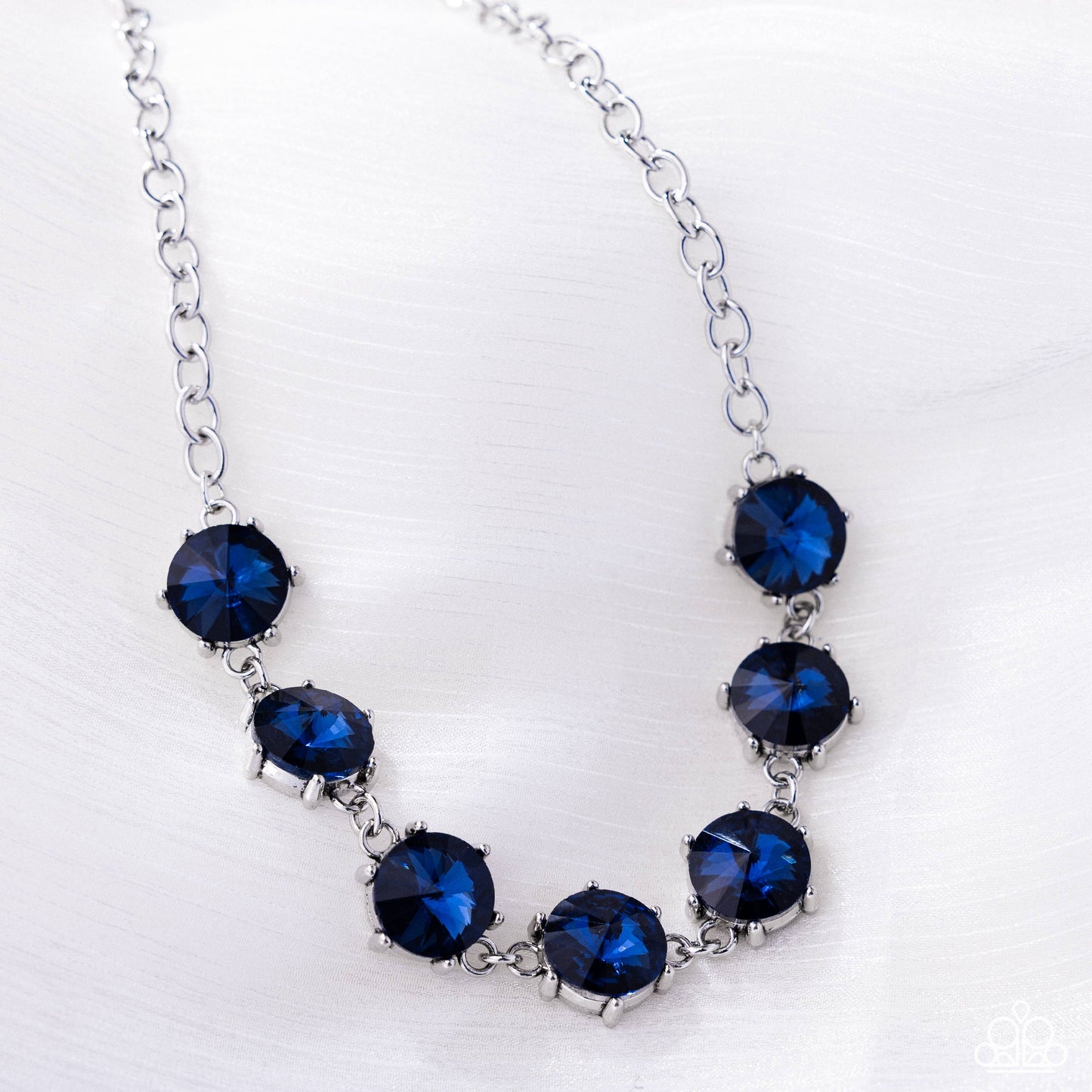 Drowning in Dazzle - Blue Rhinestone Silver Necklace - Paparazzi Accessories
