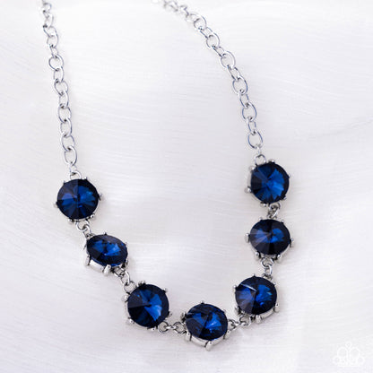 Drowning in Dazzle - Blue Rhinestone Silver Necklace - Paparazzi Accessories
